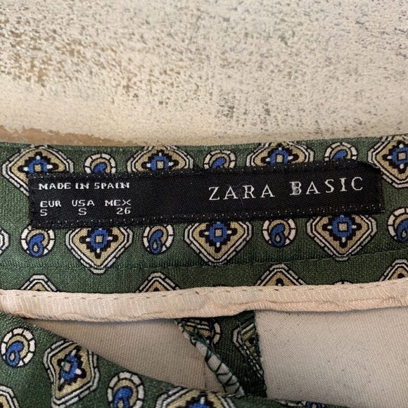 Zara Basic Geometric Print Tapered Ankle Geometric Print‎ Zip Pocket Pants Small - Picture 5 of 6